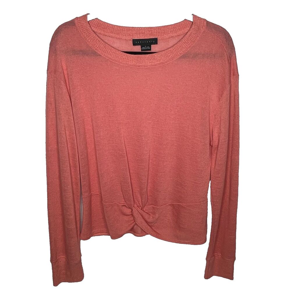 Sanctuary Womens Corral Knot Waist Long Sleeve Light weight Knit Top Size Large